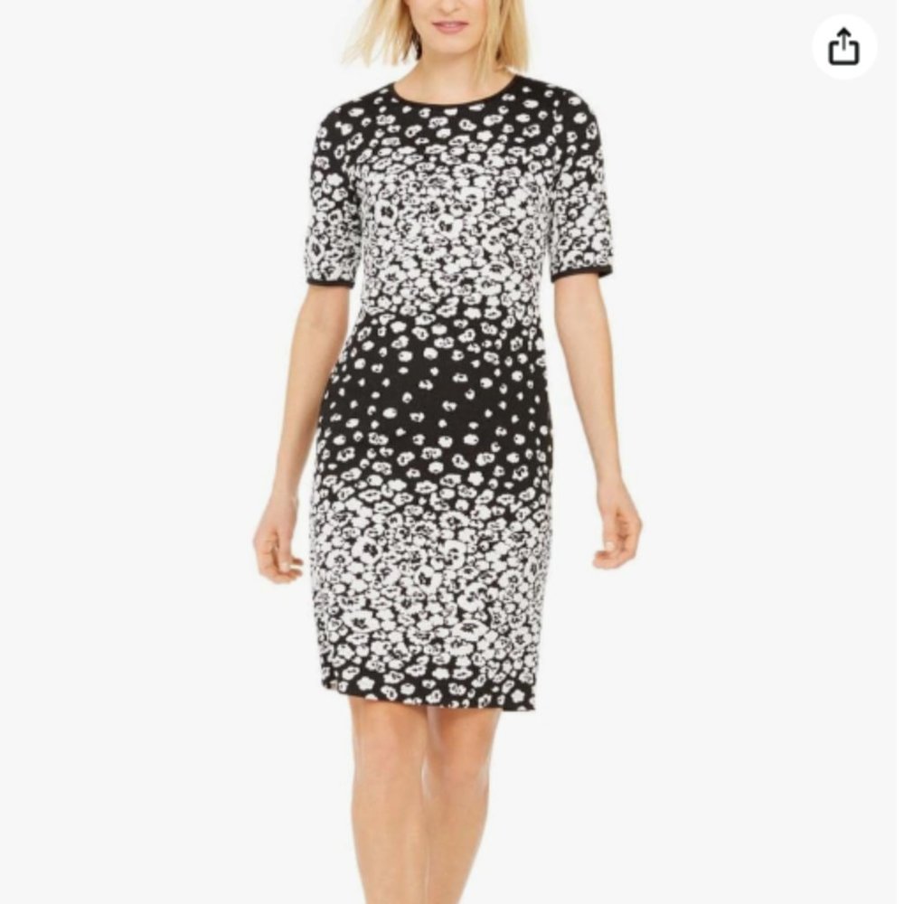 Taylor Crew Neck Short Sleeve Floral Bodycon Zipper Back Dress Size 8